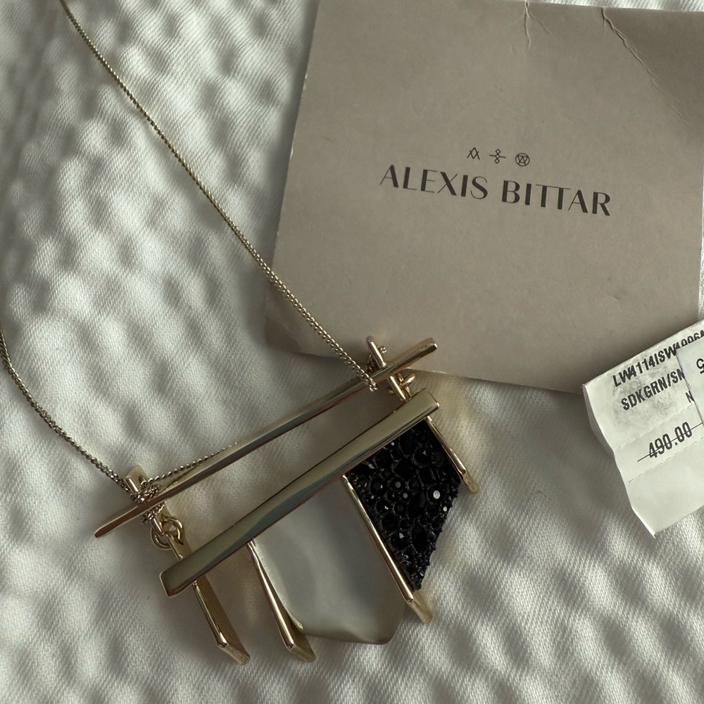 Alexis Bittar Gold/Silver Cristal and Resin Geometric Necklace